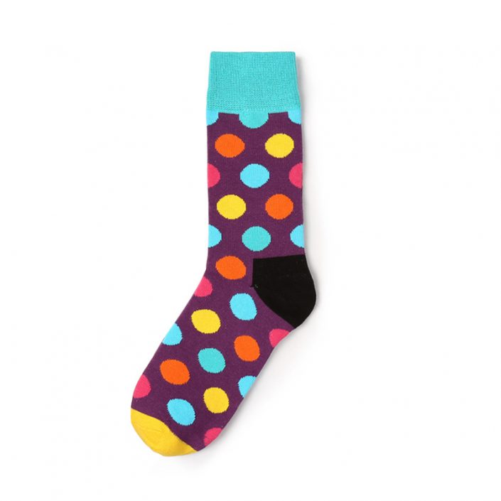 Private-label-knee-high-socks-unisex-colorful-dots-in-brown-canvas-705x705